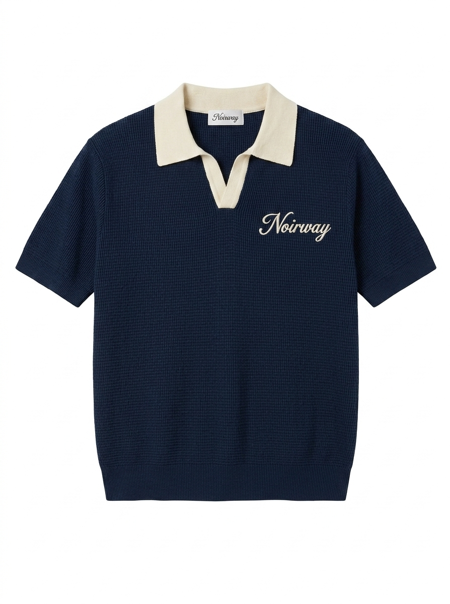 Knit polo navy tee