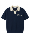 Knit polo navy tee