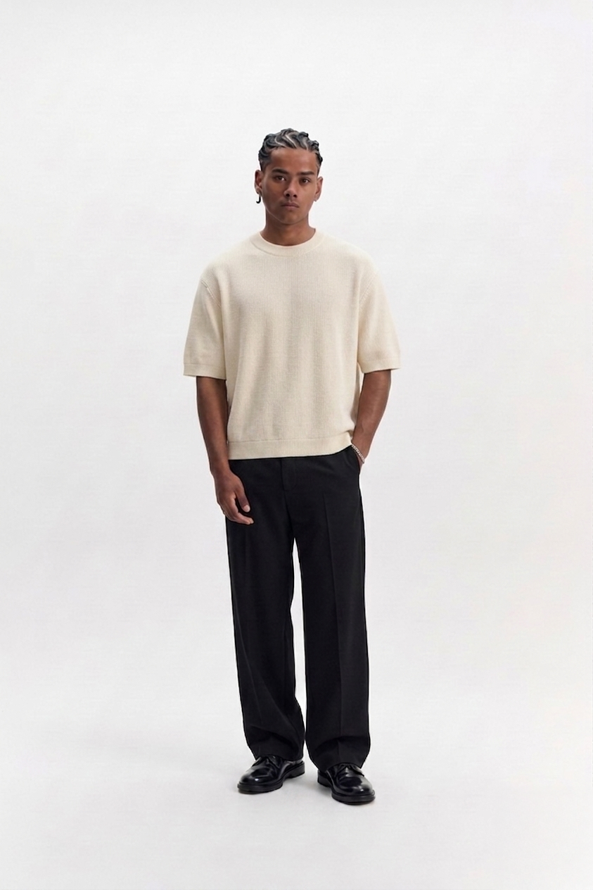 Basic Knit Tee - cream