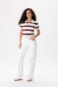 V neck top knitted cherry