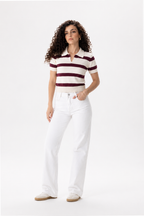 V neck top knitted cherry