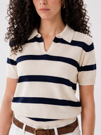 V neck top knitted navy