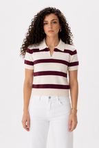 V neck top knitted cherry