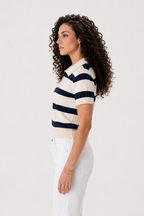 V neck top knitted navy