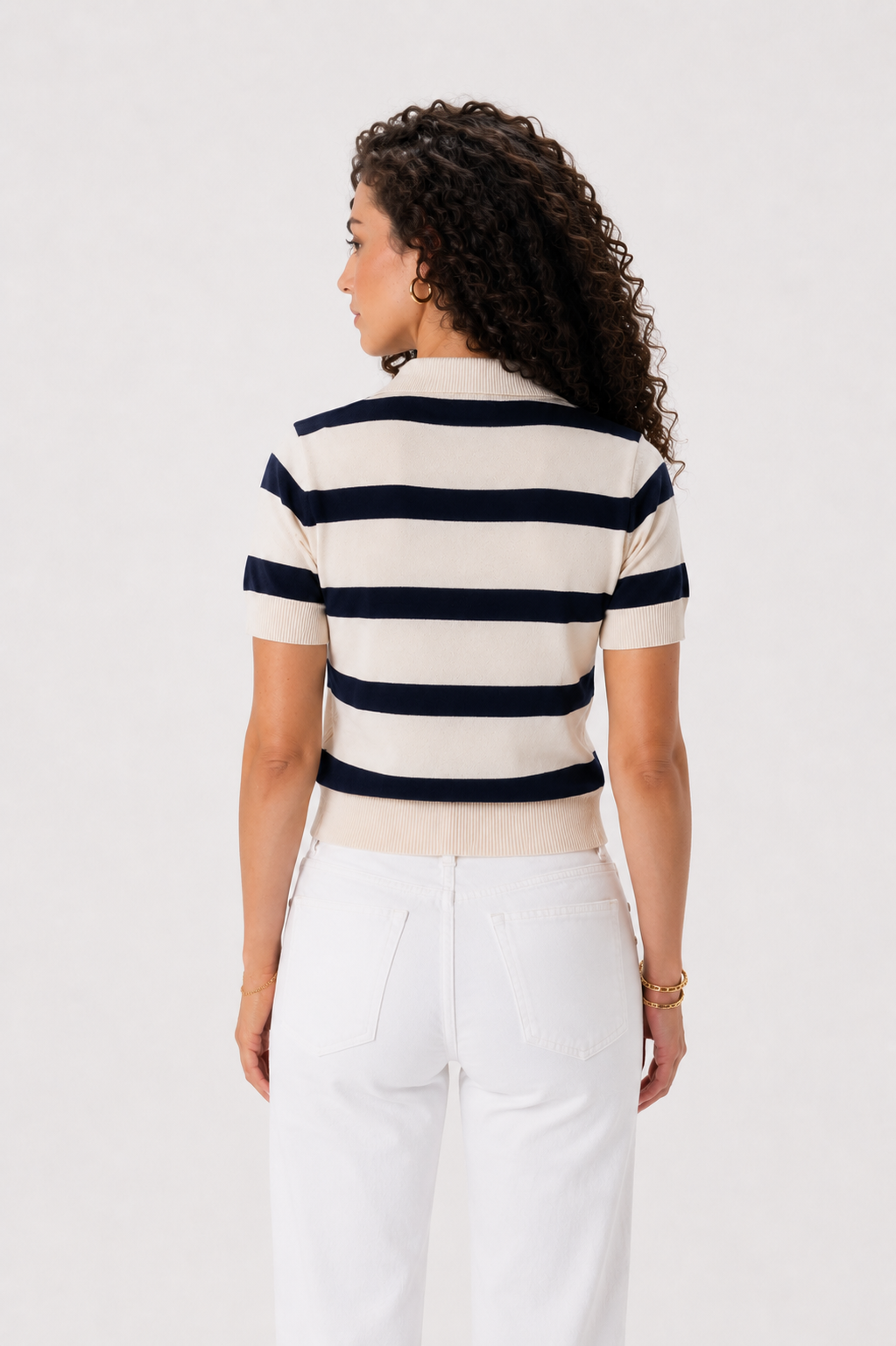 V neck top knitted navy
