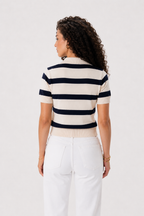 V neck top knitted navy