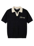 knit polo black tee