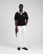 knit polo black tee