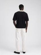 knit polo black tee
