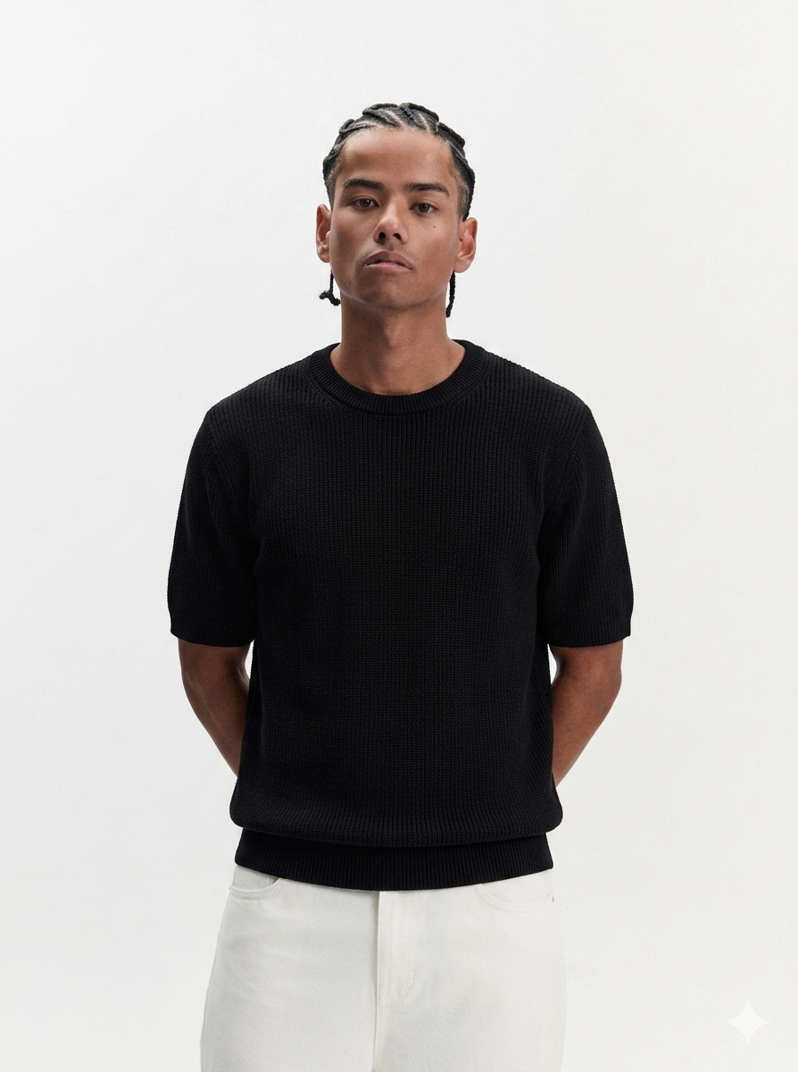 Basic Knit Tee - black