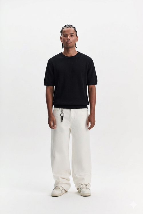Basic Knit Tee - black