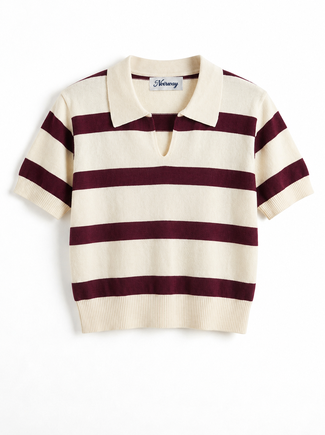 V neck top knitted cherry