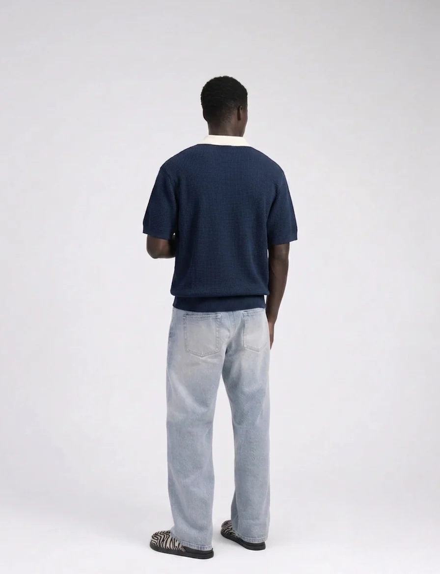 Knit polo navy tee