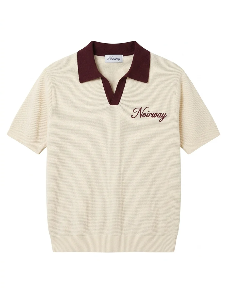 Knit polo cream tee