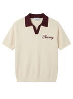 Knit polo cream tee