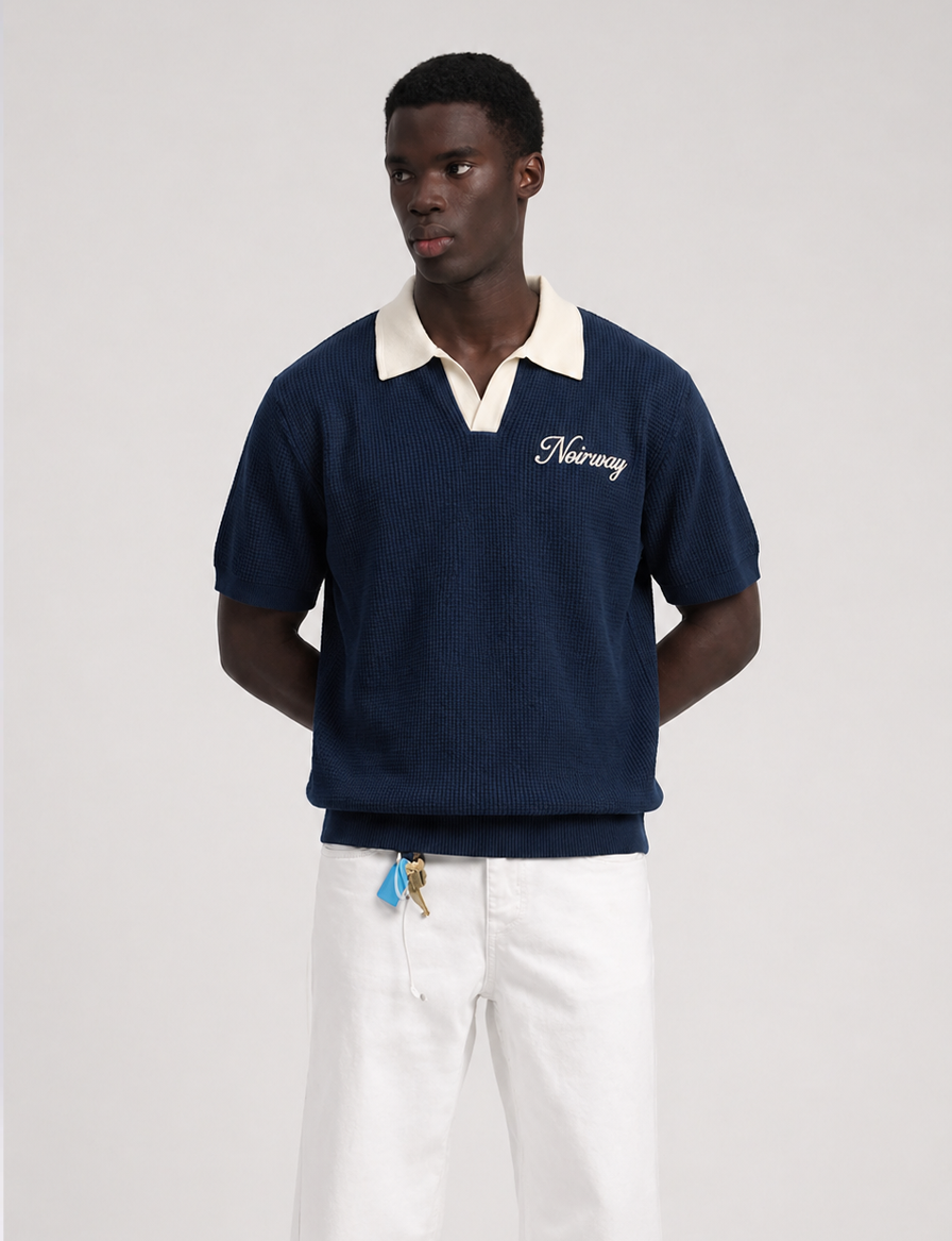 Knit polo navy tee