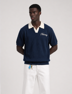 Knit polo navy tee