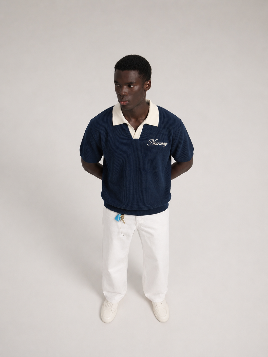 Knit polo navy tee