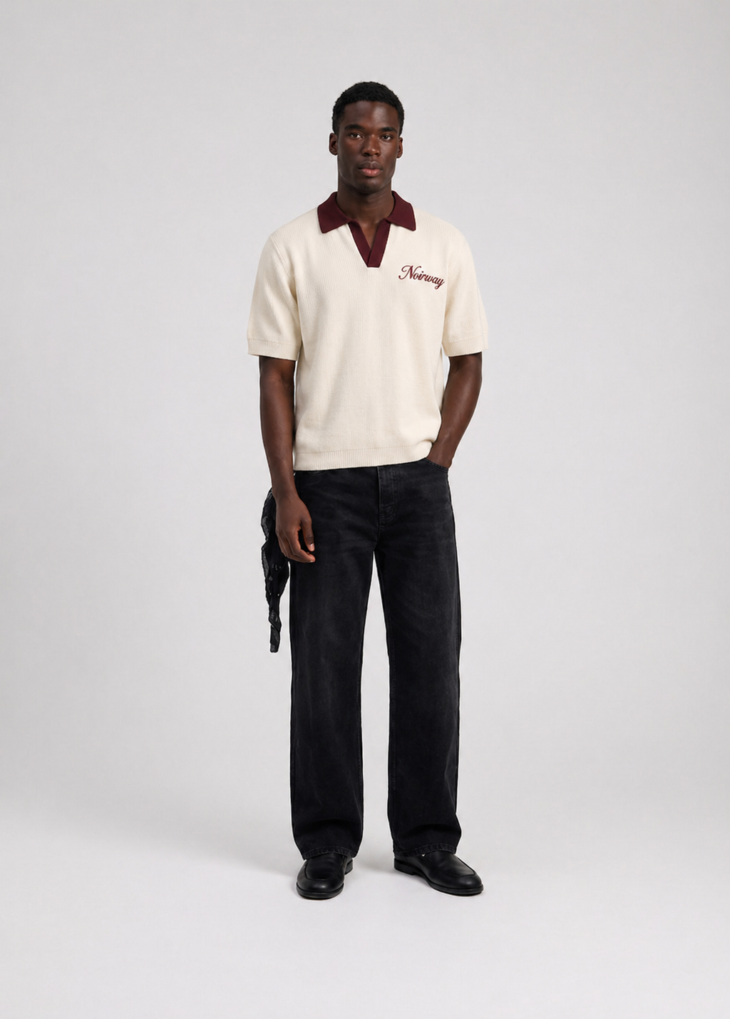 Knit polo cream tee
