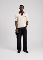Knit polo cream tee