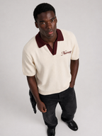 Knit polo cream tee