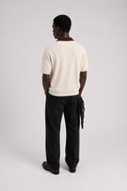 Knit polo cream tee
