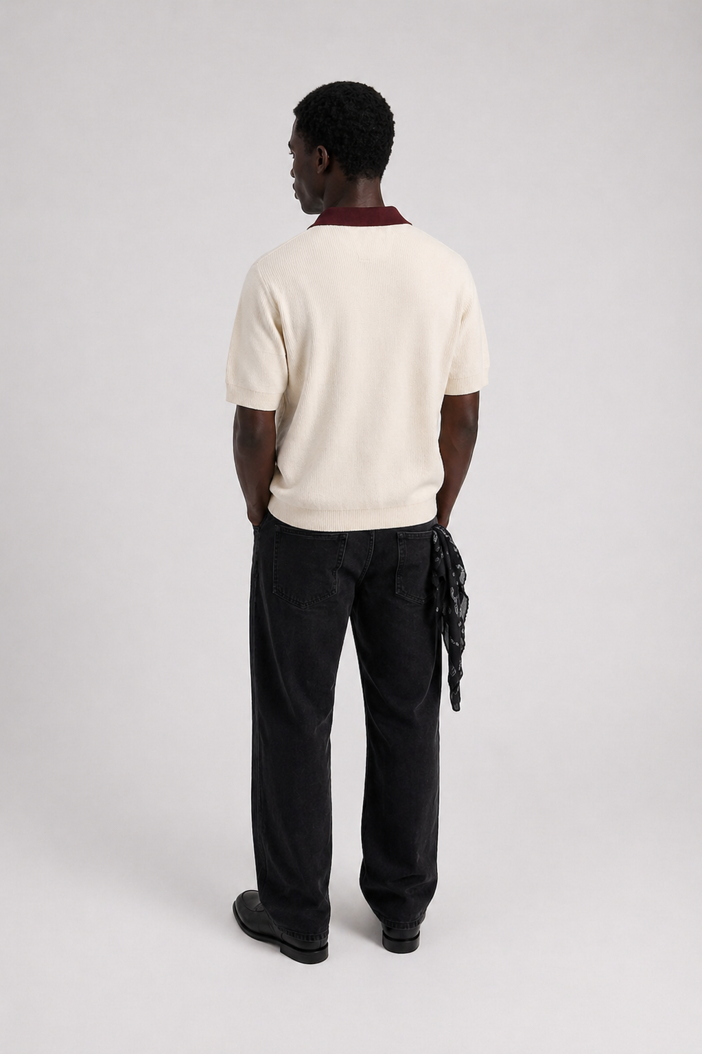 Knit polo cream tee