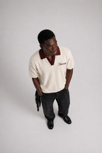 Knit polo cream tee